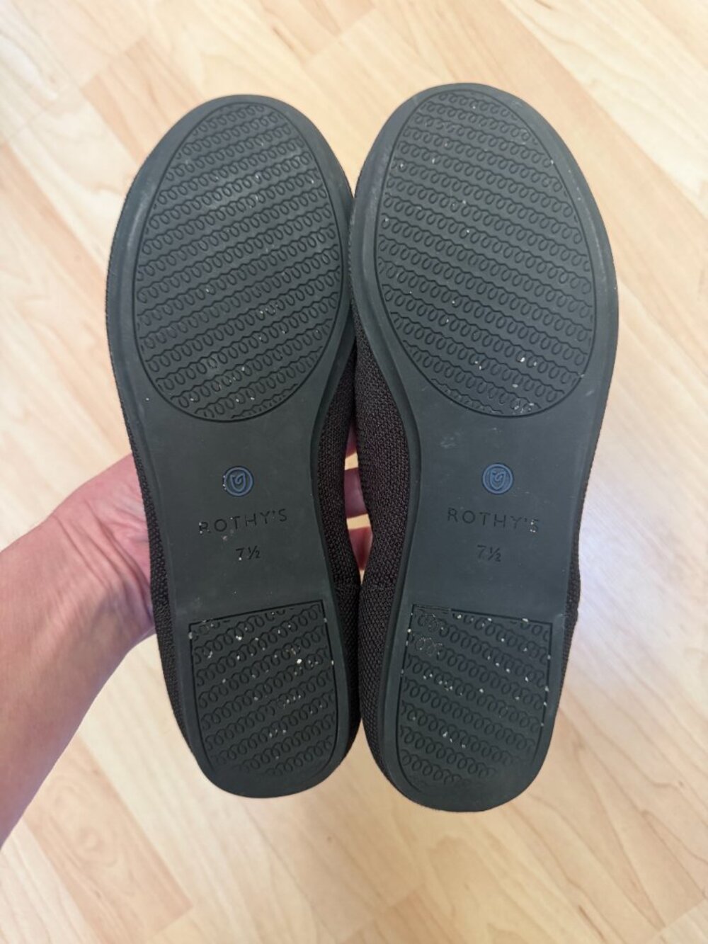 Rothy’s The Flat Black Knit Flats with Blue Trim – Women’s 7.5 🖤 - Picture 6 of 6